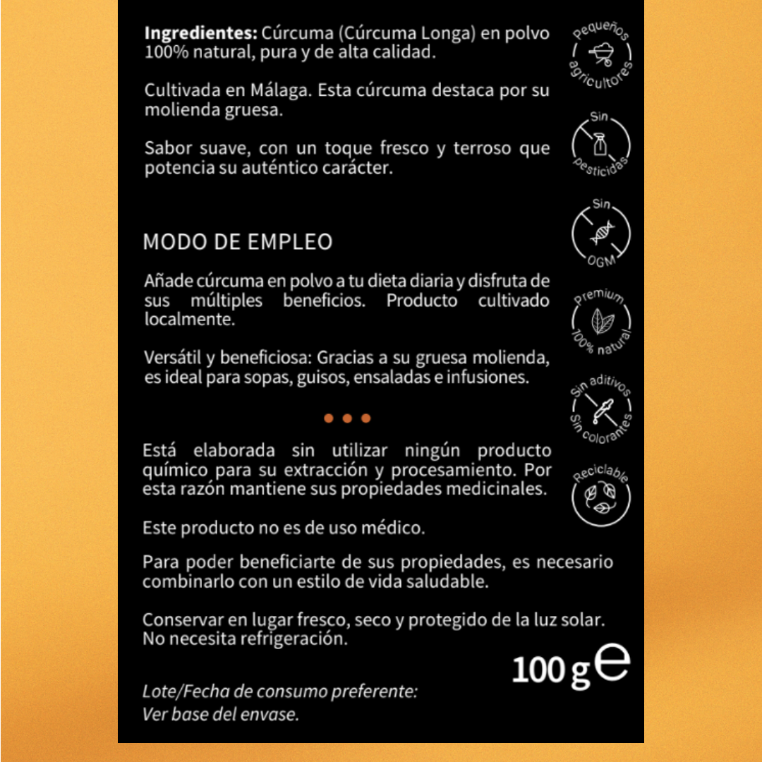 Cúrcuma Local | Potencia 1 (3-5%) | Málaga | 80gr